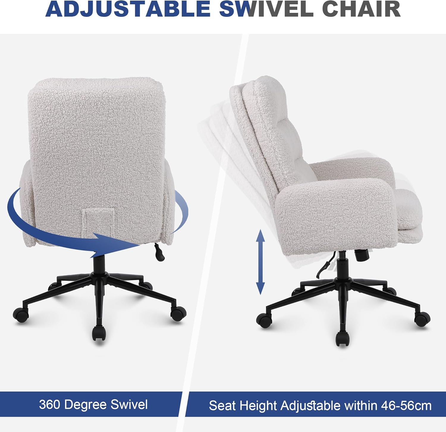 Thumbnail 5 de Youhauchair Desk Chair Cream faux cashmere, adjustable