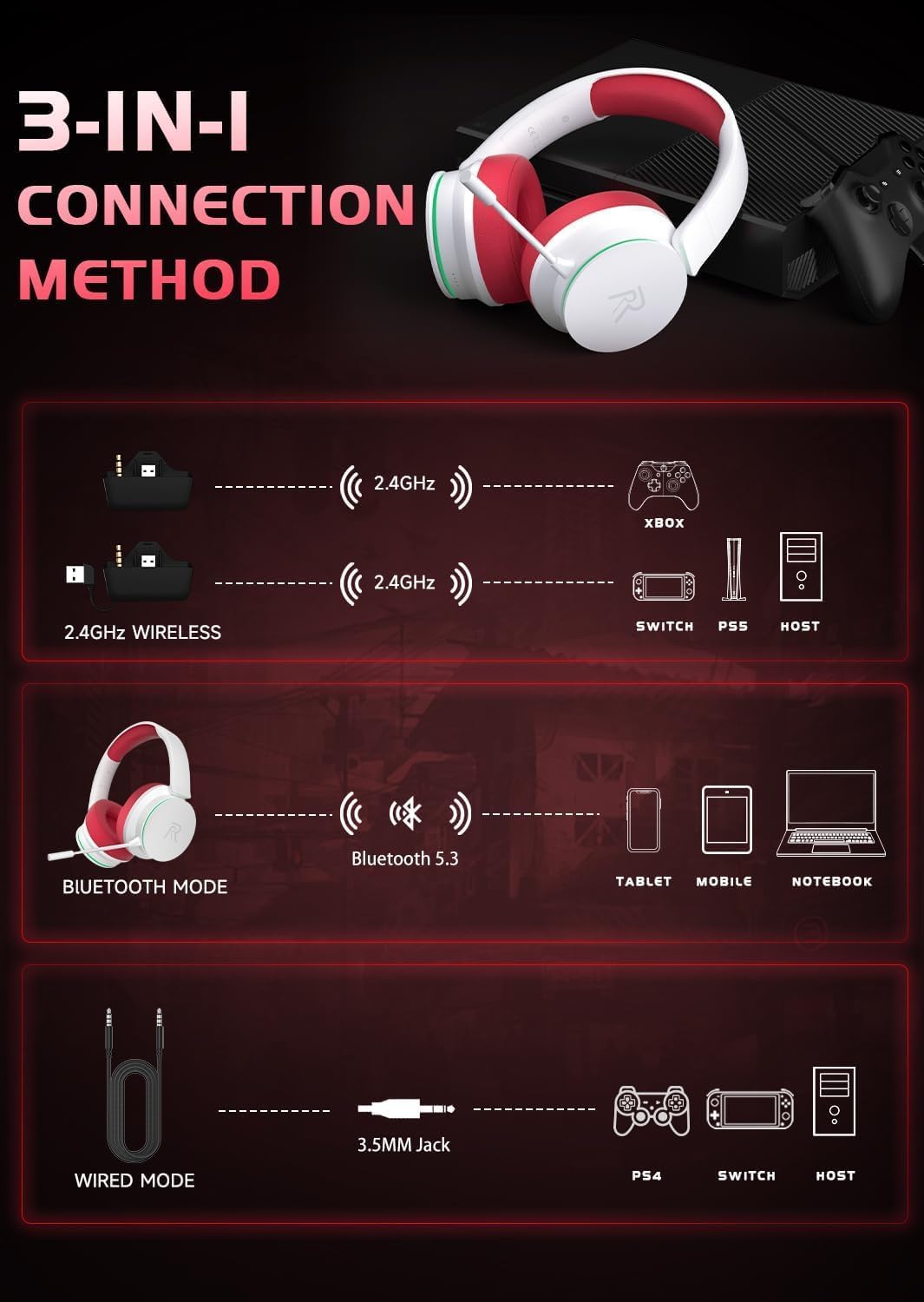 Thumbnail 2 de Captain 200 Wireless Gaming Headset: 50mm Drivers, 45+ Hours Battery, 2.4GHz for Xbox/PlayStation & PC