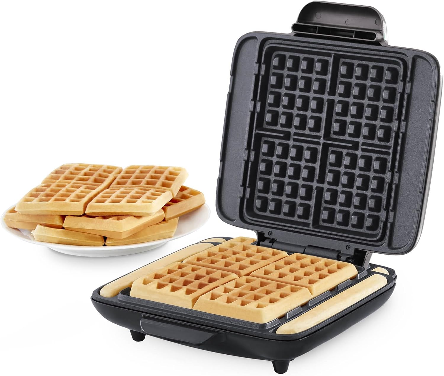 Dash No-Drip Quad Waffle Maker, Silver 🧇