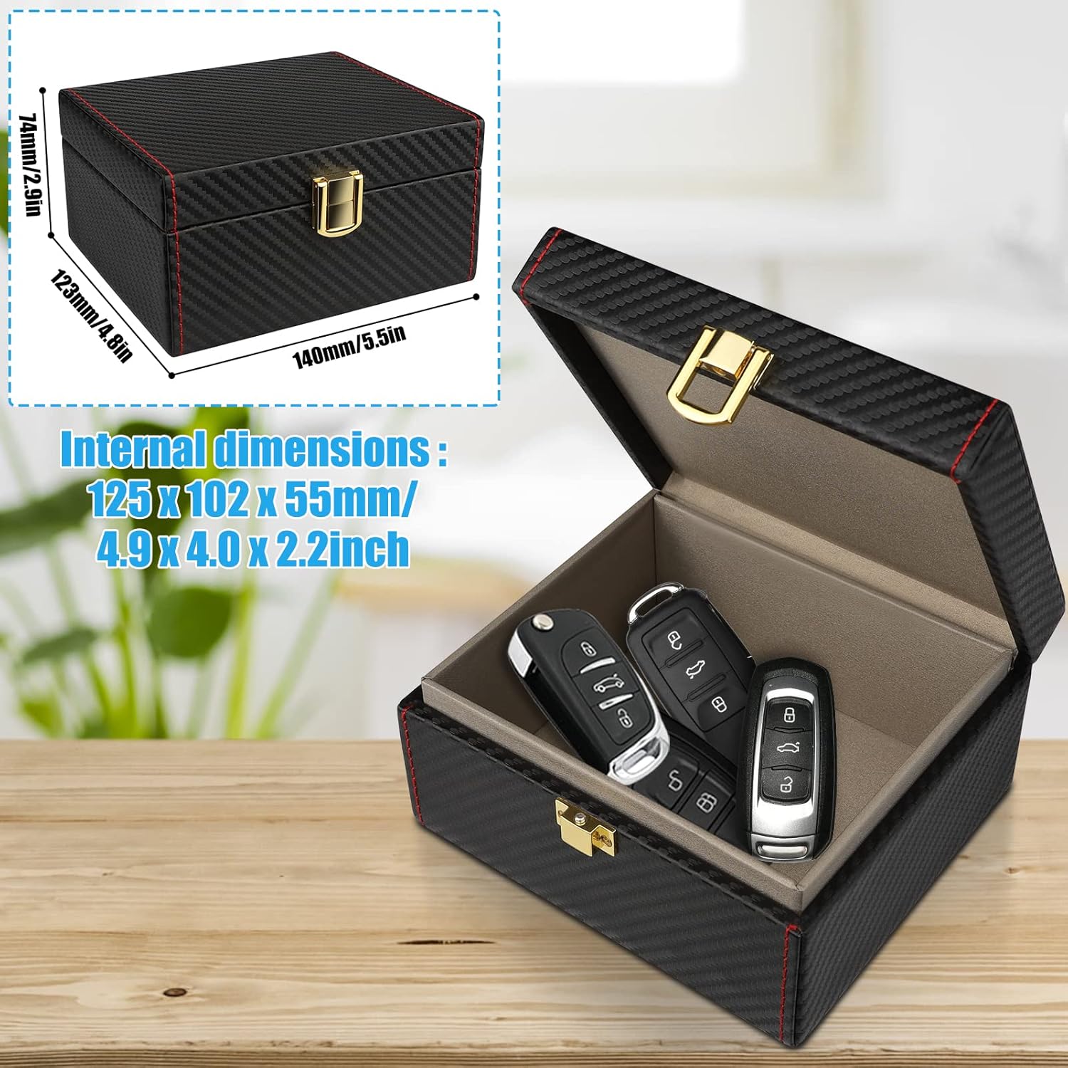 Detalle de Diyife Car Key Signal Blocker Box (Faraday box) for 5–7 car keys + 2 Faraday pouches