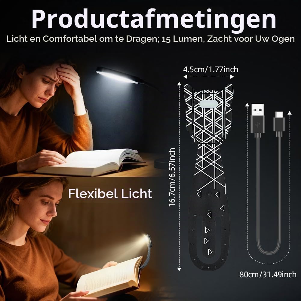 Thumbnail 1 de OSDUE P-SQYDDDA250825-FBA LED-leeslamp met bladwijzerclip, 3 lichtkleuren