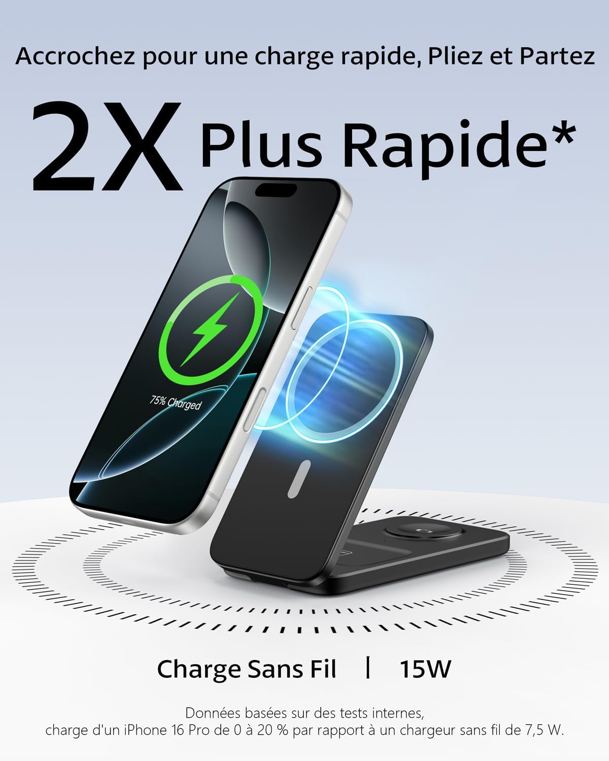 Thumbnail 1 de Chargeur Induction 3 en 1 XNYAND : station MagSafe pliable pour iPhone, Apple Watch et AirPods