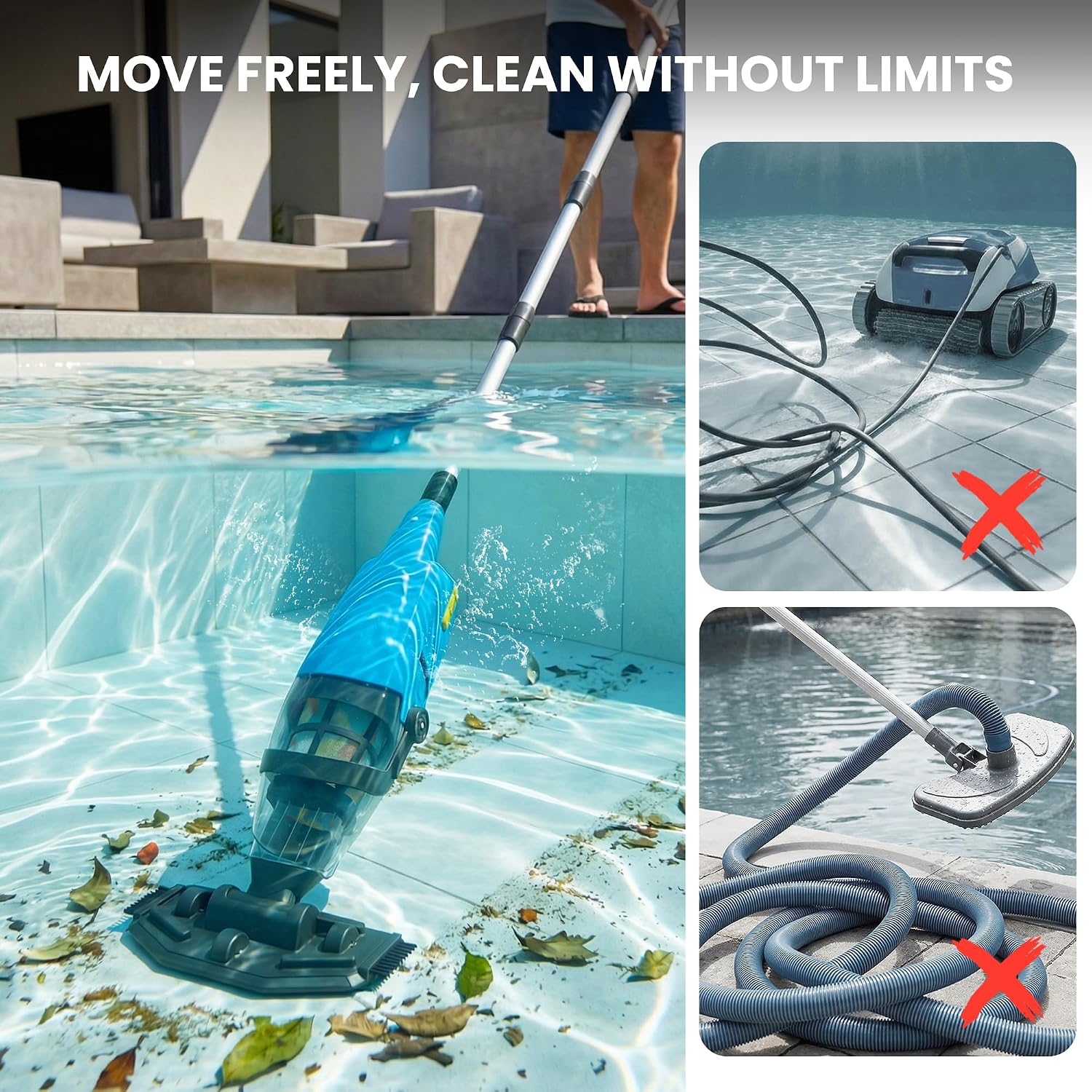Detalle 2 de Pool Hoover Vacuum: Cordless Pool Cleaner for Above Ground, Inground Pools and Spas