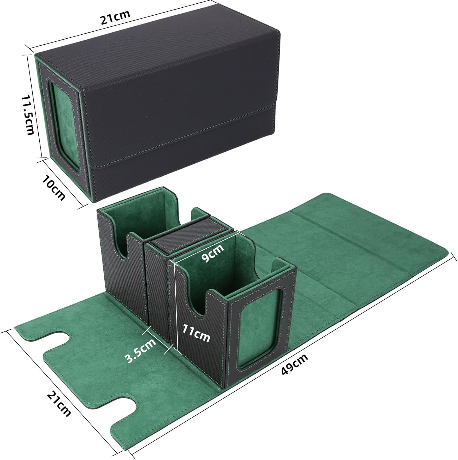 Thumbnail 3 de AFIING MTG Commander Card Storage Box – 3-in-1 Deck Case for 200 Double-Sleeved Cards with Side Window