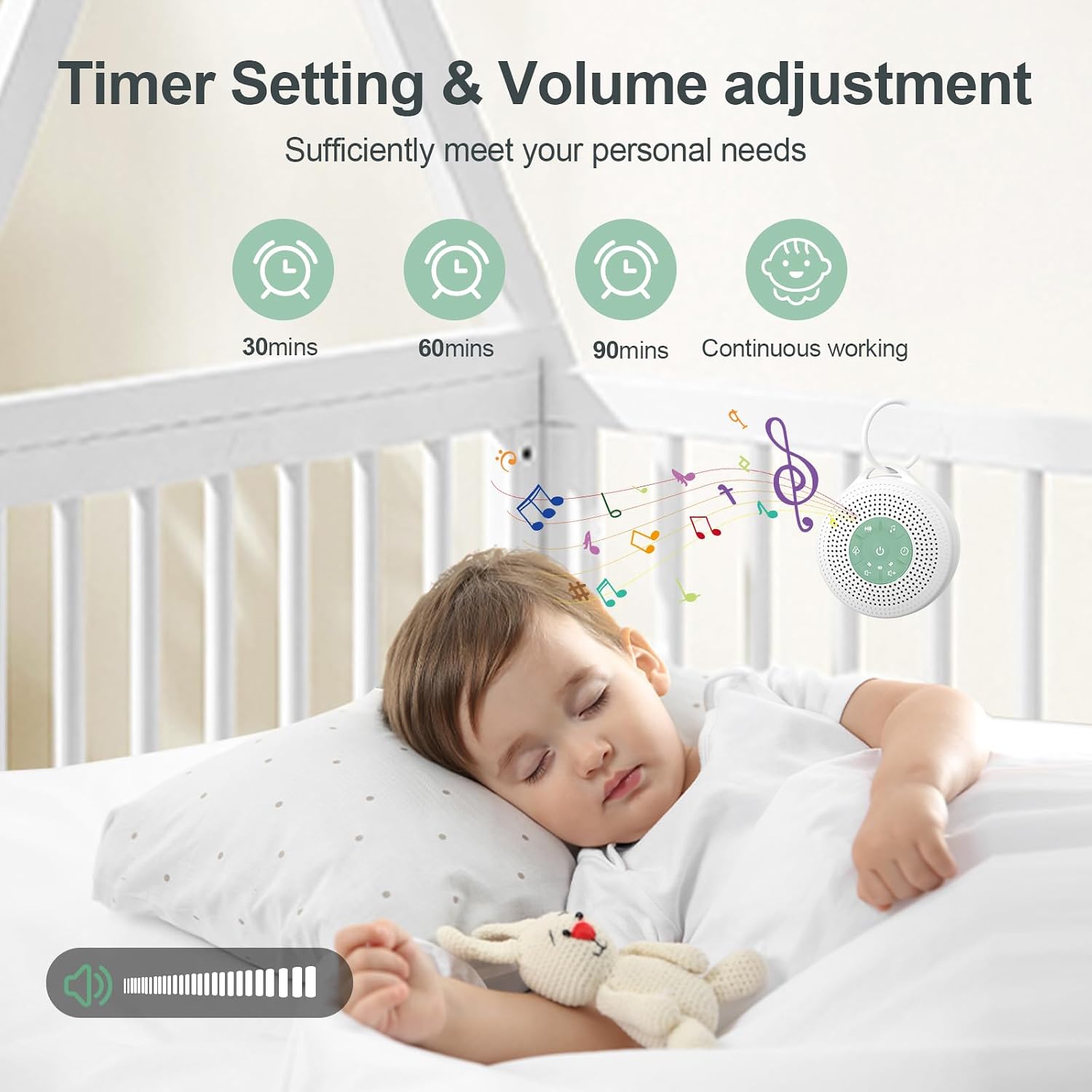 Detalle de White Noise Machine Baby 2000mAh portable white noise device