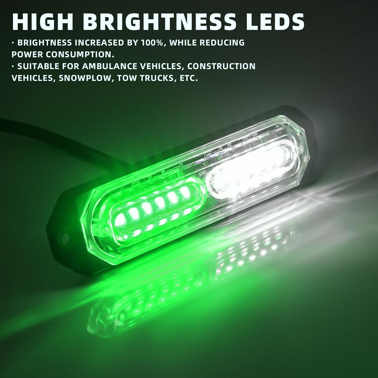 Detalle de PKINGLAKE 8-Pcs 12 LED Emergency Strobe Light Bar for Vehicles đźš“