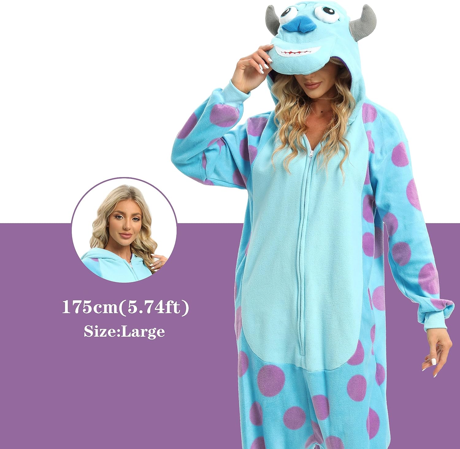 Detalle de NAITOKE Halloween Adult Fleece Onesie Pajamas, Cartoon Cosplay Design