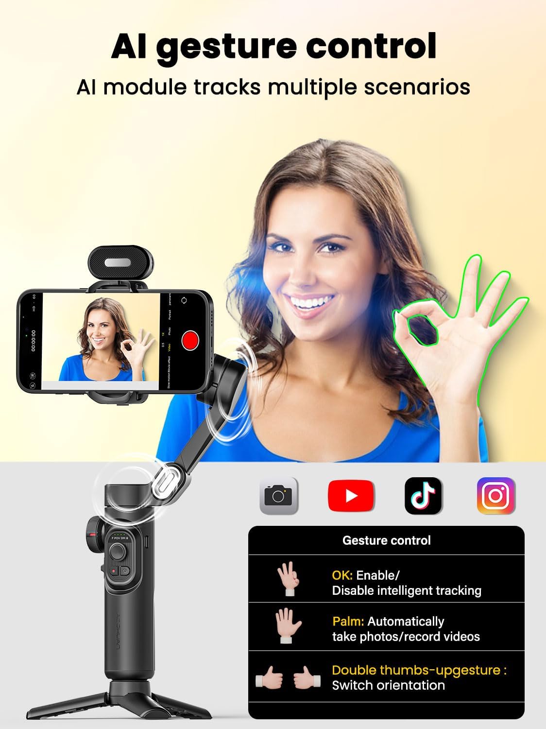 Detalle de AOCHUAN XE AI Version 2600 mAh gimbal