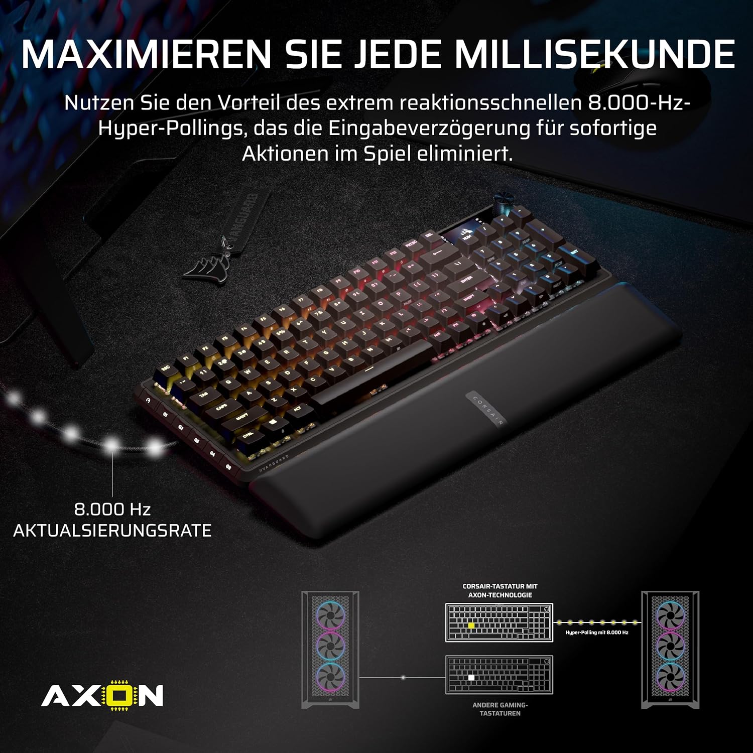 Detalle 2 de Corsair Vanguard PRO 96 – kabelgebundene Hall-Effekt-Gaming-Tastatur (QWERTZ DE) mit MGX Hyperdrive Schalter