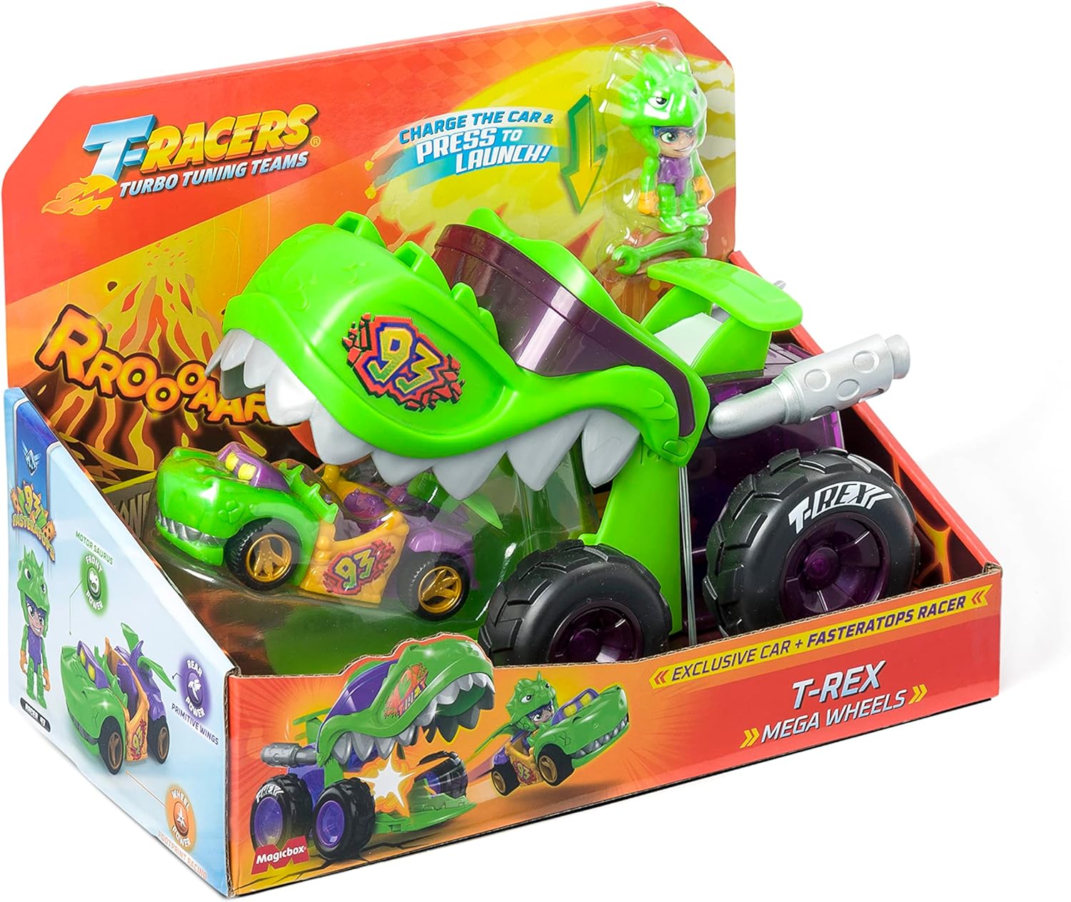 Detalle de T-Racers Mega Wheels T-Rex vehículo lanzador 1 piloto