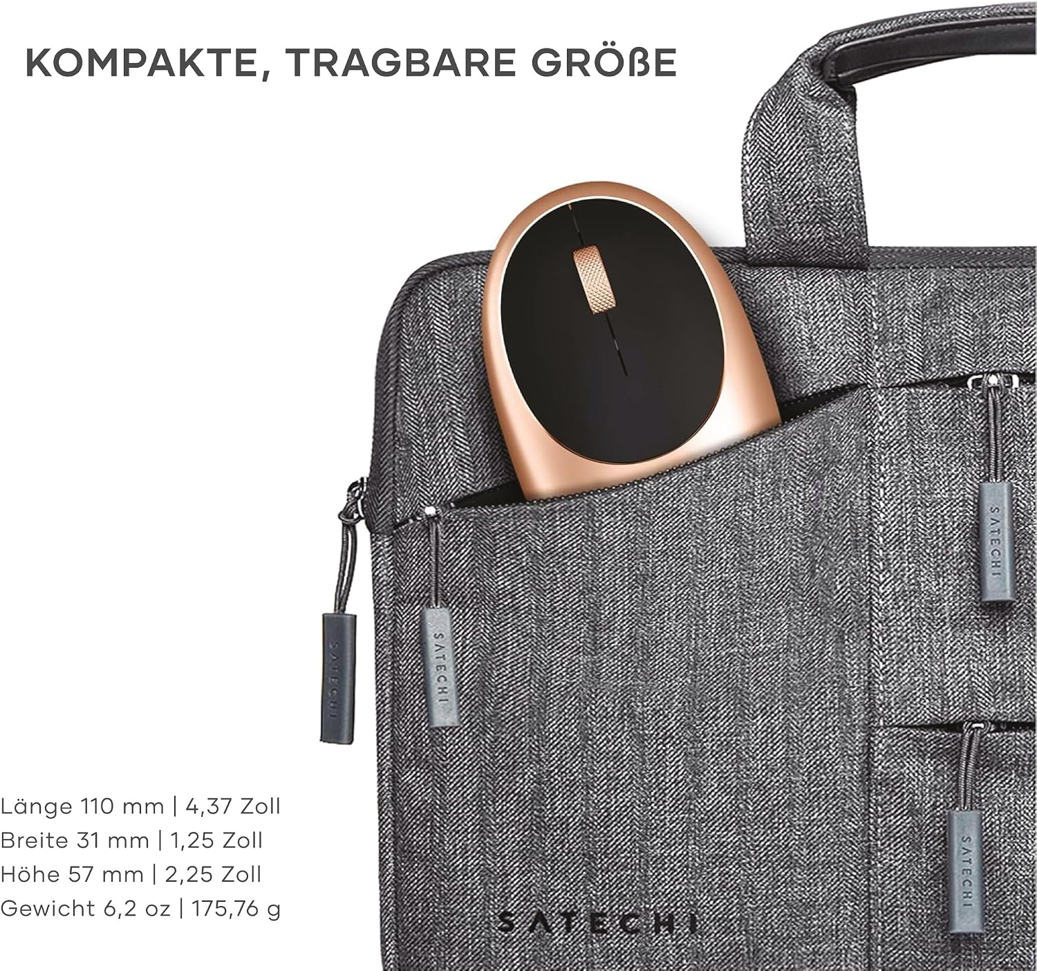 Detalle de SATECHI M1 kabellose Bluetooth-Computermaus (USB‑C wiederaufladbar) – Gold
