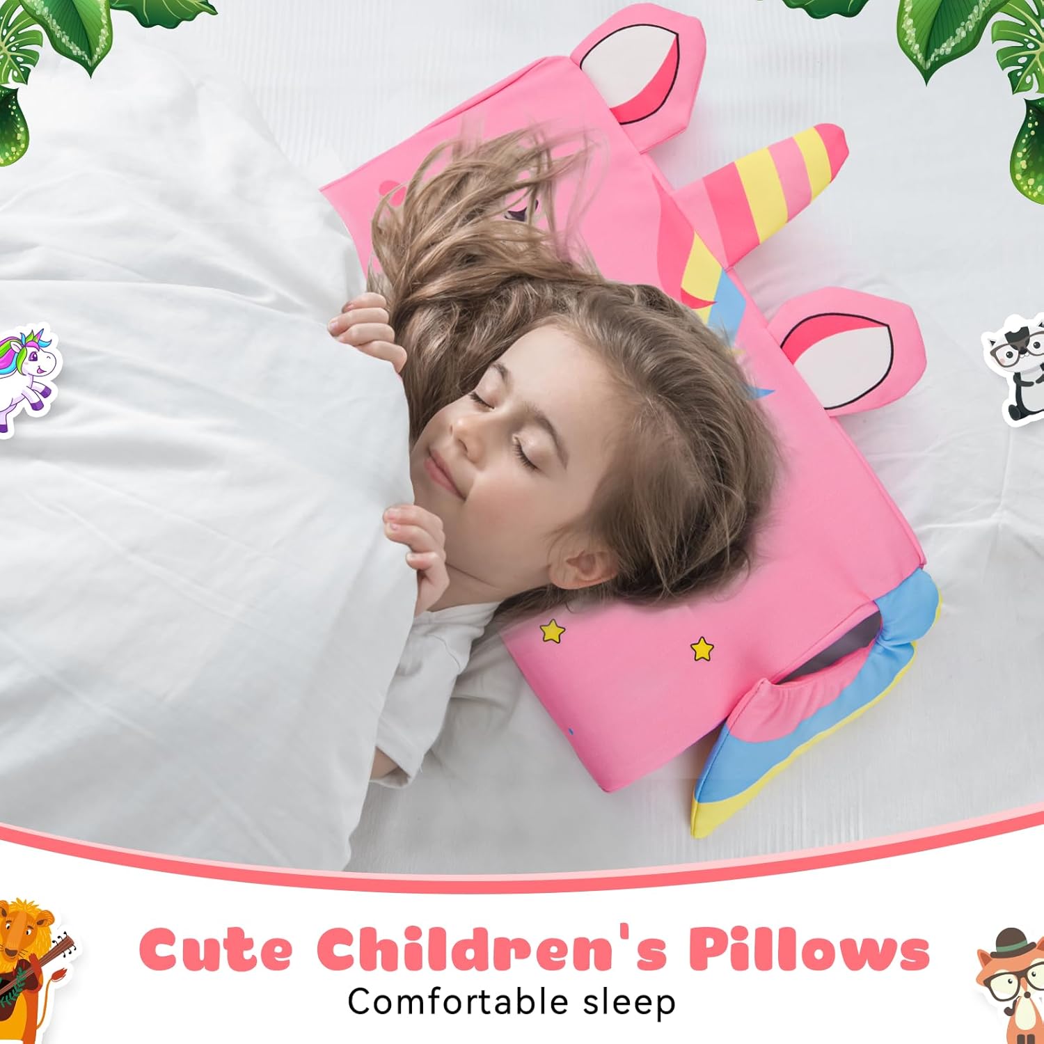 Thumbnail 4 de YAOZUP Cuscino Memory Foam per Bambini (3-10 anni) con federa Unicorno, 45×27×5/7 cm