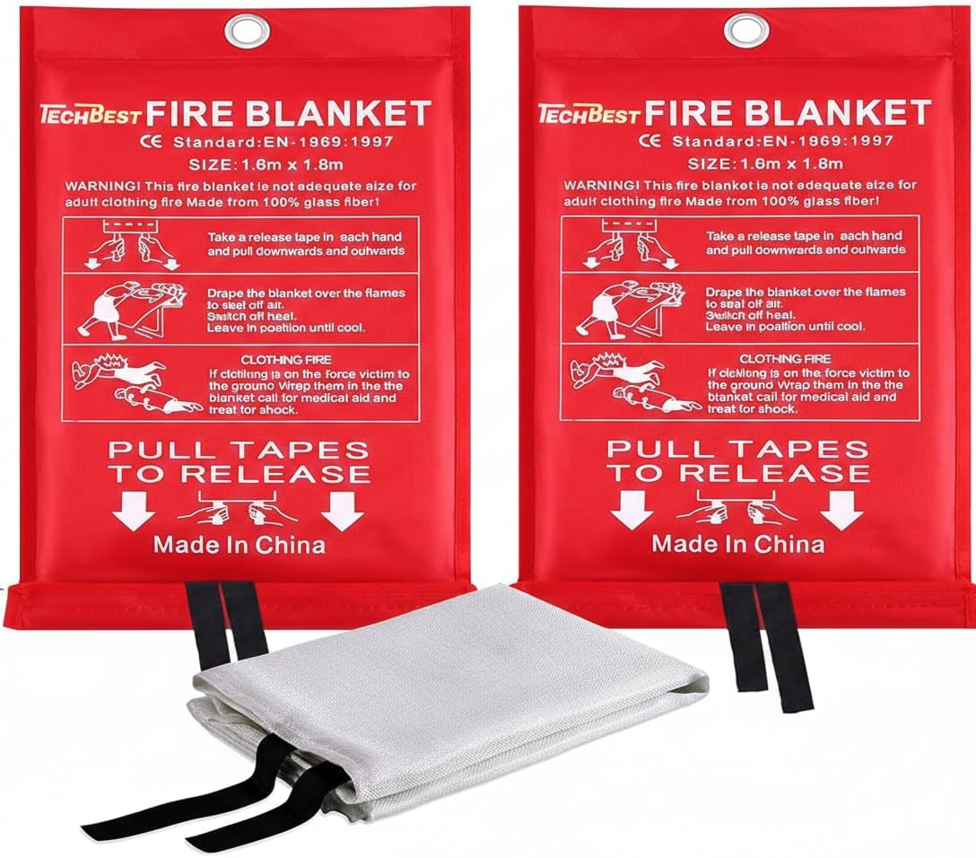 Thumbnail 6 de TechBest Löschdecke Küche Feuerlöschdecke (160 x 180) aus Glasfaser, DIN EN 1869:2019