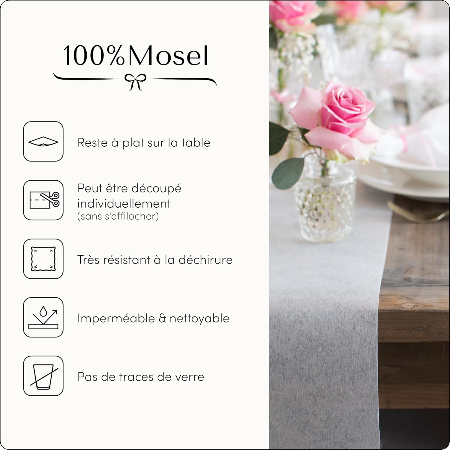 Thumbnail 5 de 100%Mosel Chemin de table 30 cm x 25 m đź§»