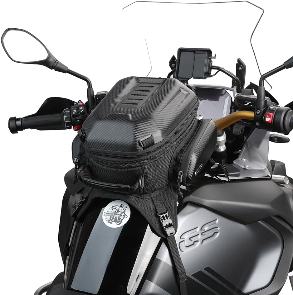Detalle 2 de Rhinowalk Motorcycle Travel Luggage: 15-18L Expandable Tank Bag in Carbon Fibre Black