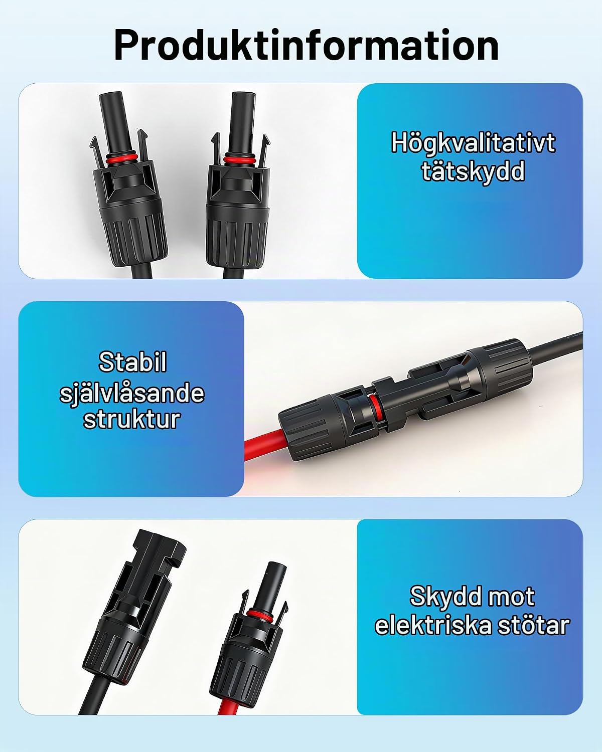 Detalle 2 de Binamao 6 mm² Y-fördelare för solkabel, 1Y2 med MMF- och FFM-kontakter