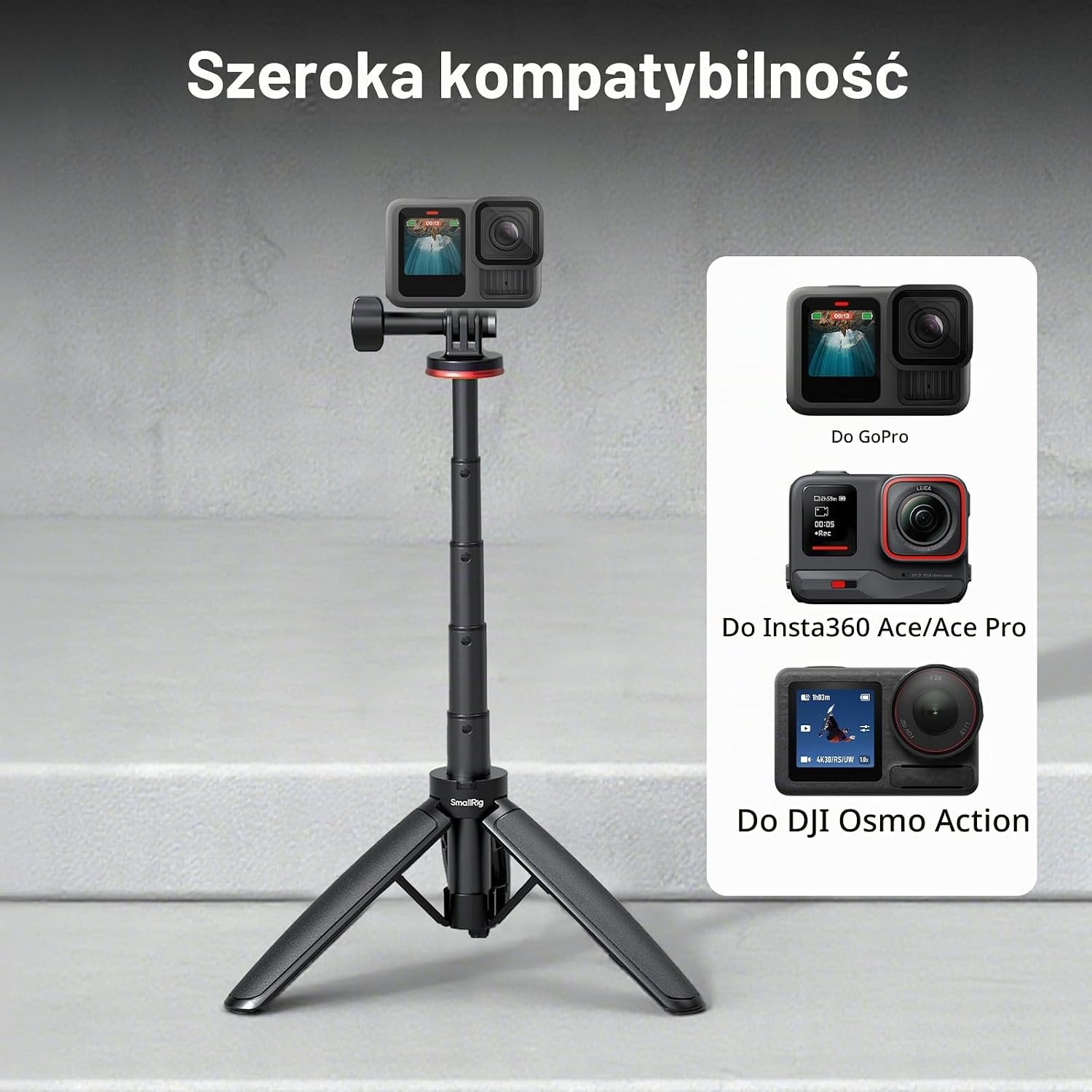 Detalle de SMALLRIG VT-07 Mantis 5568 – mini statyw do kamer sportowych z hakiem