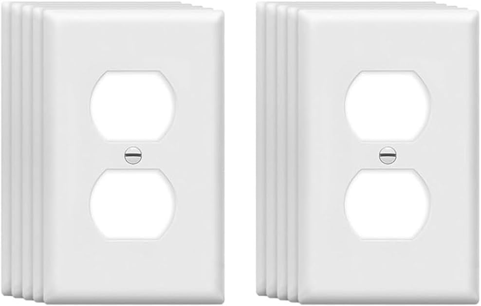 Detalle de ZEFTV Duplex Wall Plates, 1-Gang White Polycarbonate, 10-Pack