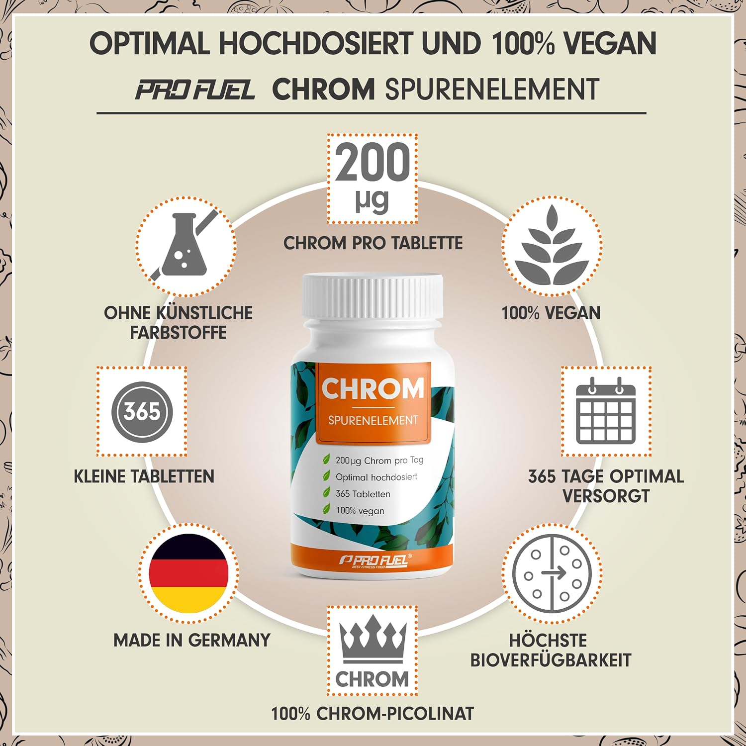 Detalle 2 de Chrom Picolinat 365x Tabletten 200 mcg Chrom