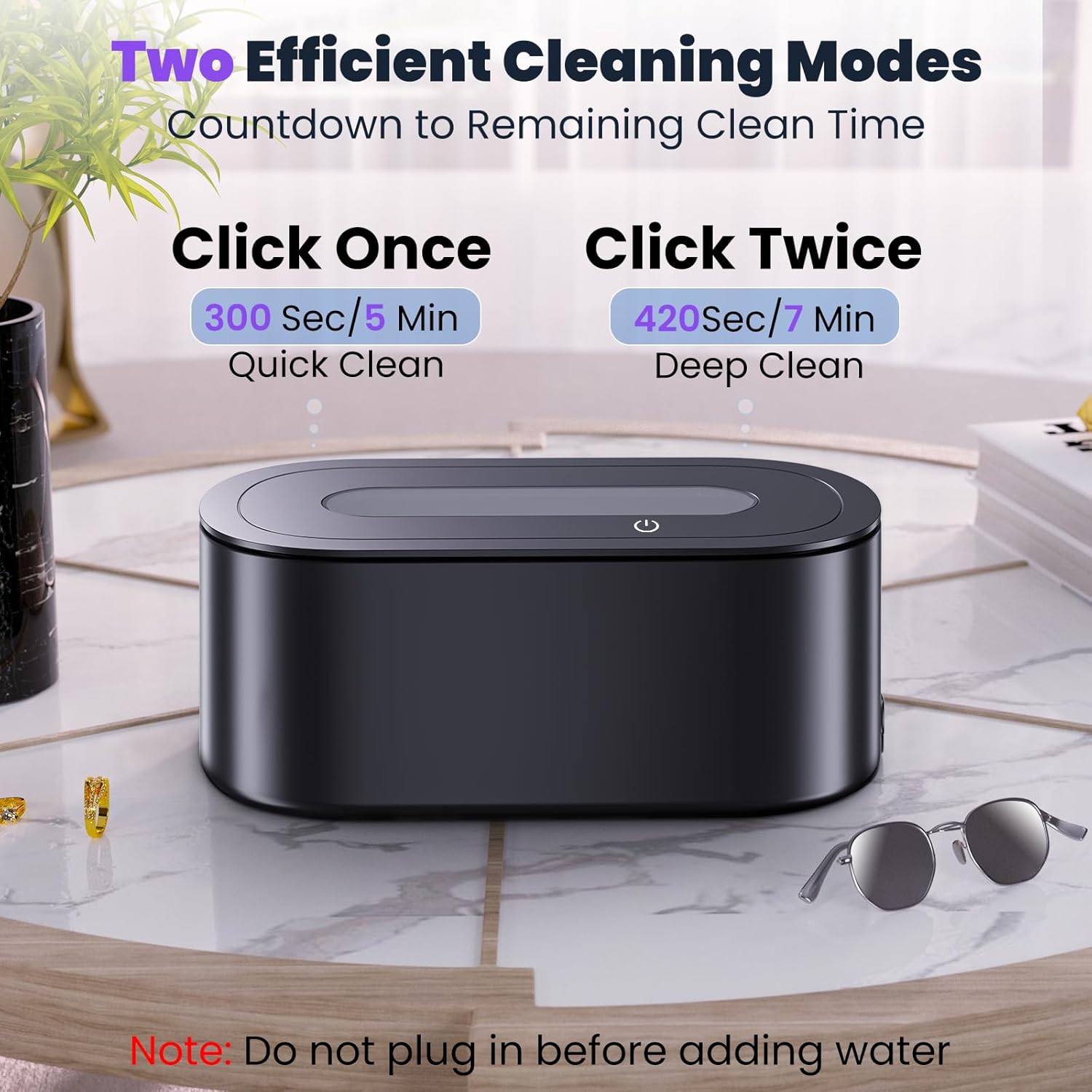 Detalle de Ultrasonic Jewelry Cleaner (48KHz) 30W Professional Ultrasonic Cleaner with Dual Cleaning Modes and Digital Timer
