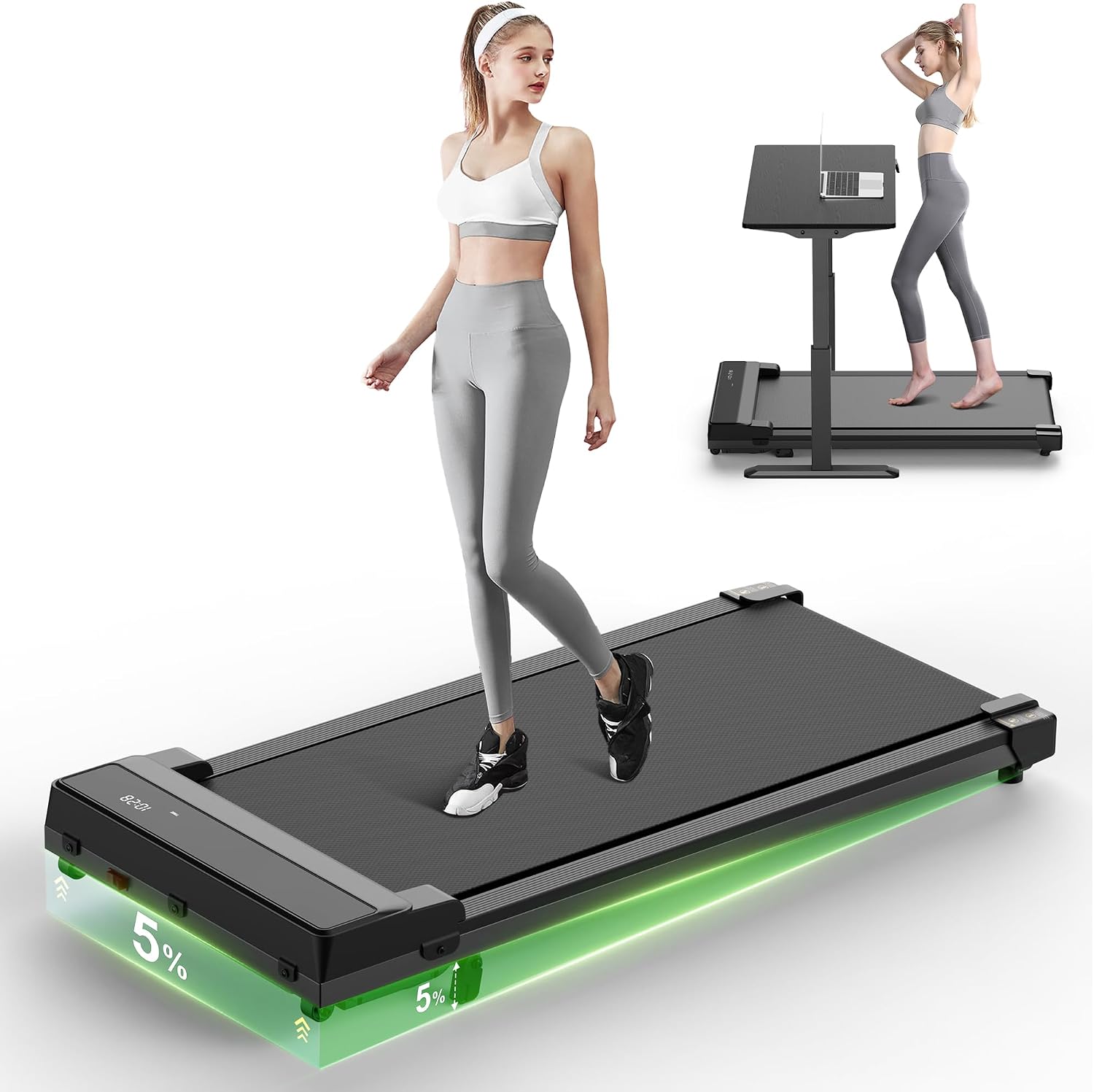 Detalle de Wilpkracy B01 Walking Pad Treadmill with 5% Manual Incline, LED Display & Remote
