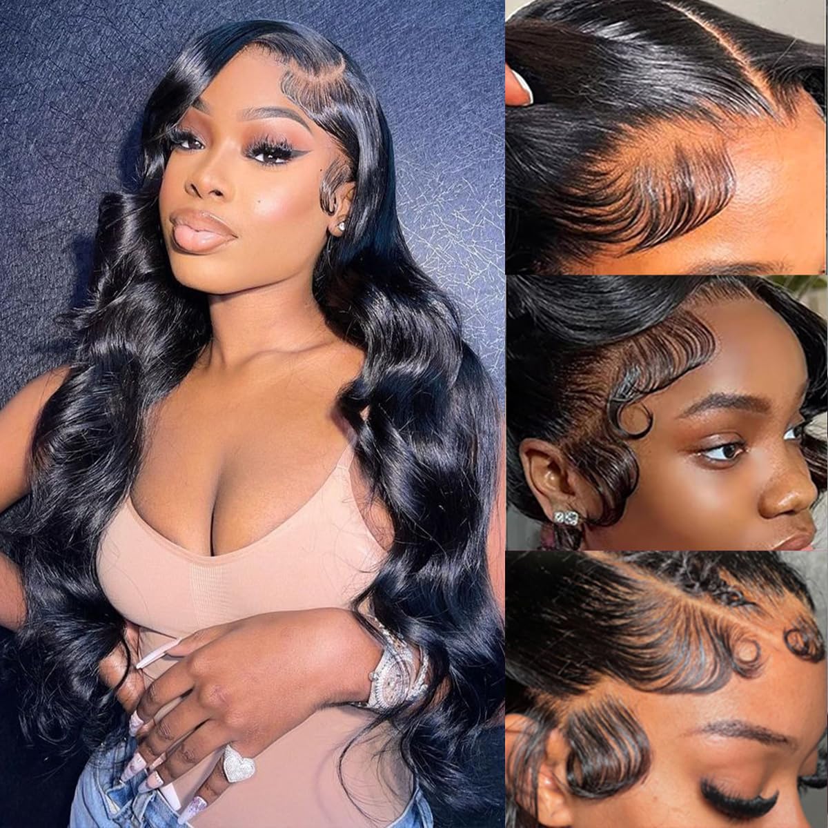 Detalle 1 de 12A Human Hair Bundles 13x4 HD Frontal