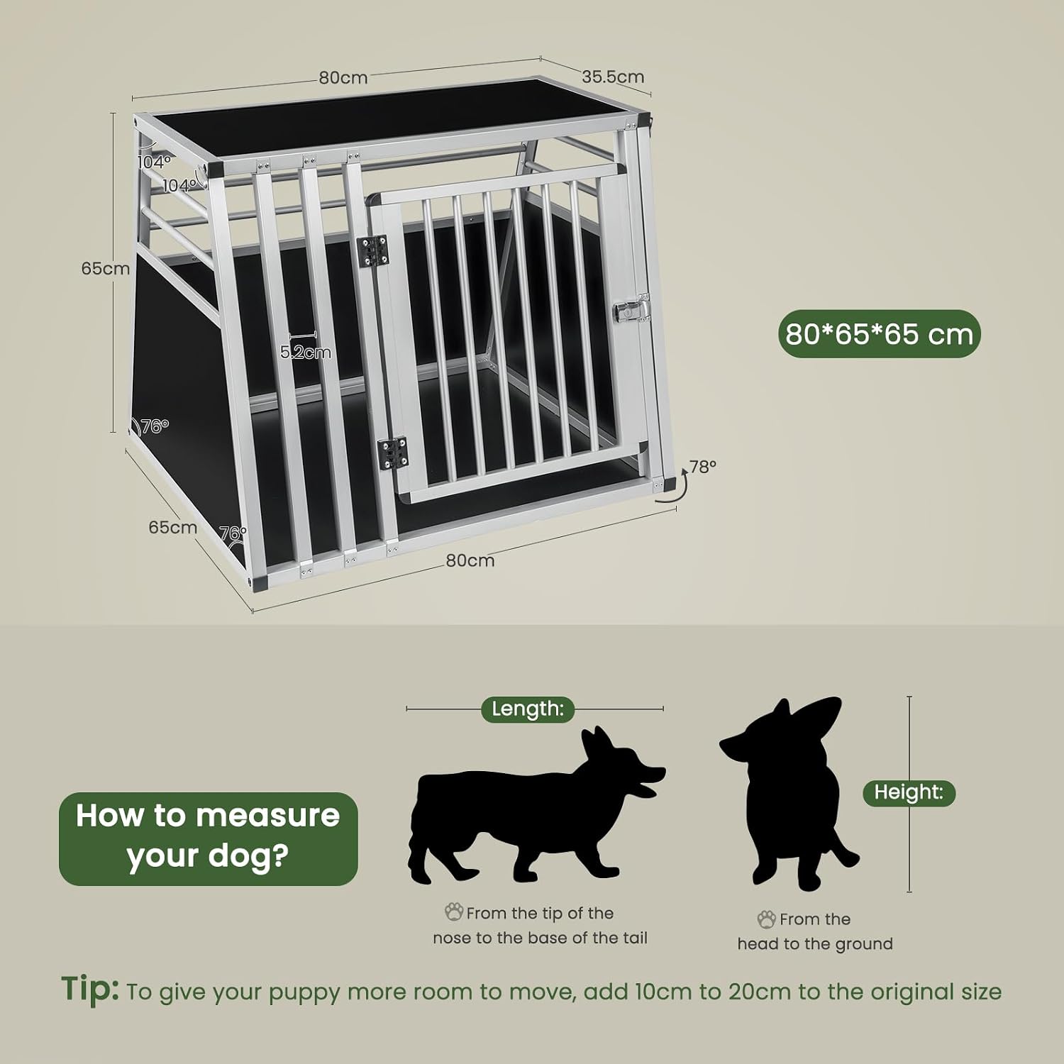 Thumbnail 6 de EUGAD Hundetransportbox Aluminium 54x69x51 cm