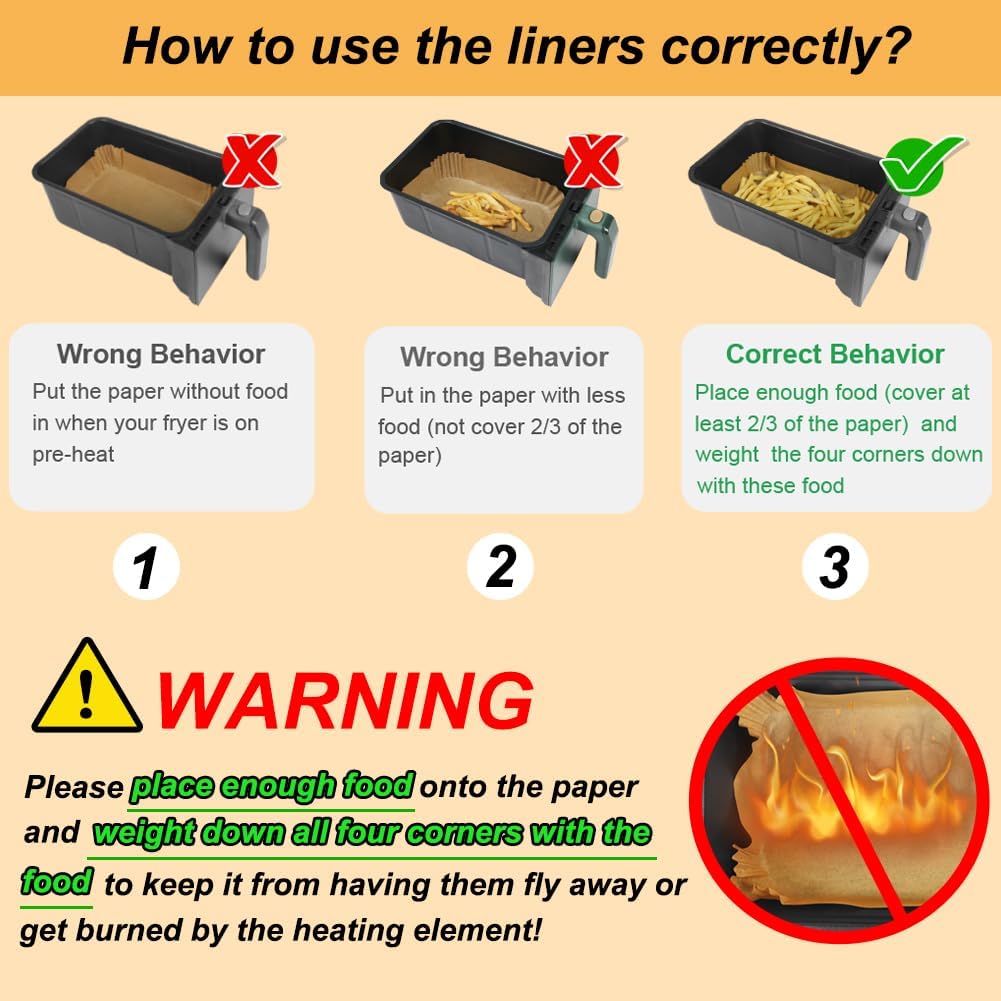 Thumbnail 2 de BYKITCHEN Air Fryer Liners 50pcs 14x20cm