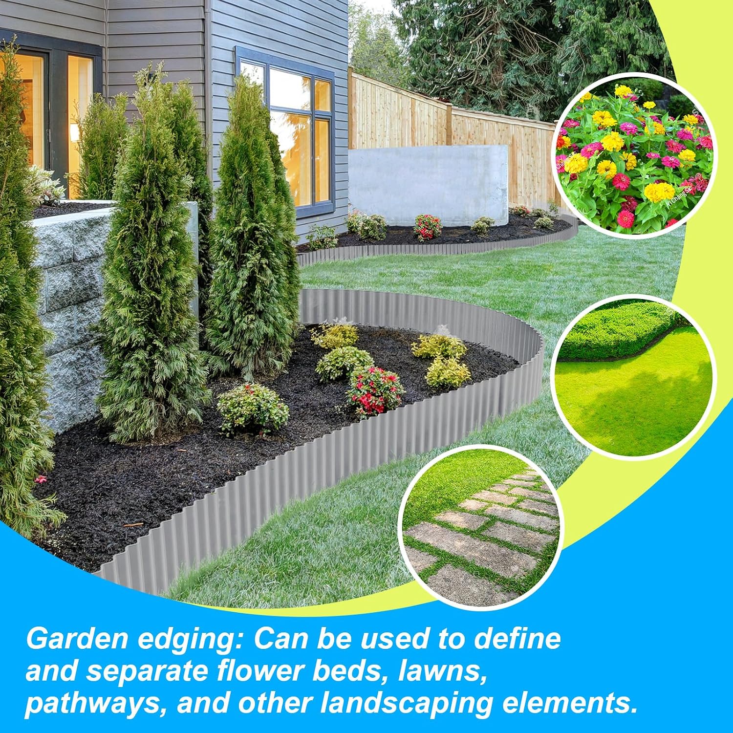 Detalle de LAVEVE Corrugated Metal Garden Edging 8-Inch