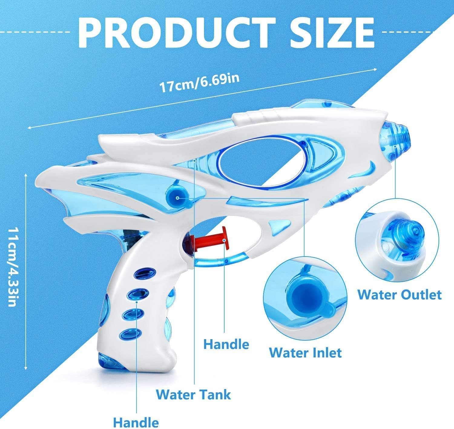 Thumbnail 3 de Muslecid Water Pistols for Kids – 3 Pack: Super Gun Blaster Outdoor Toy