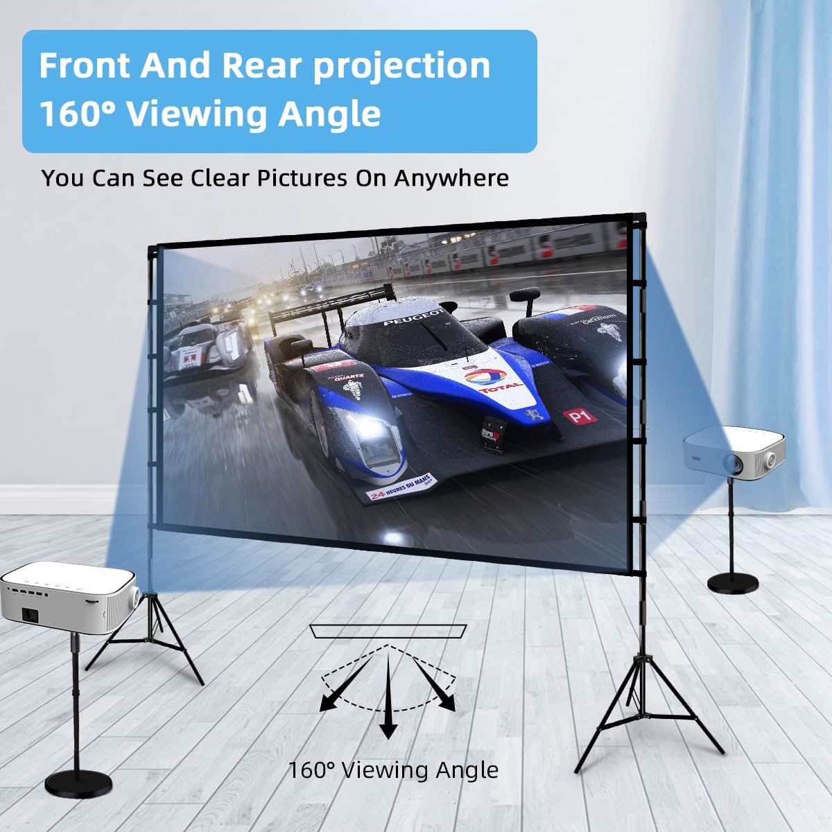 Thumbnail 4 de TOWOND Outdoor Projector Screen with Stand, 120-inch Portable 16:9 (Double-Sided) Foldable Projection Screen