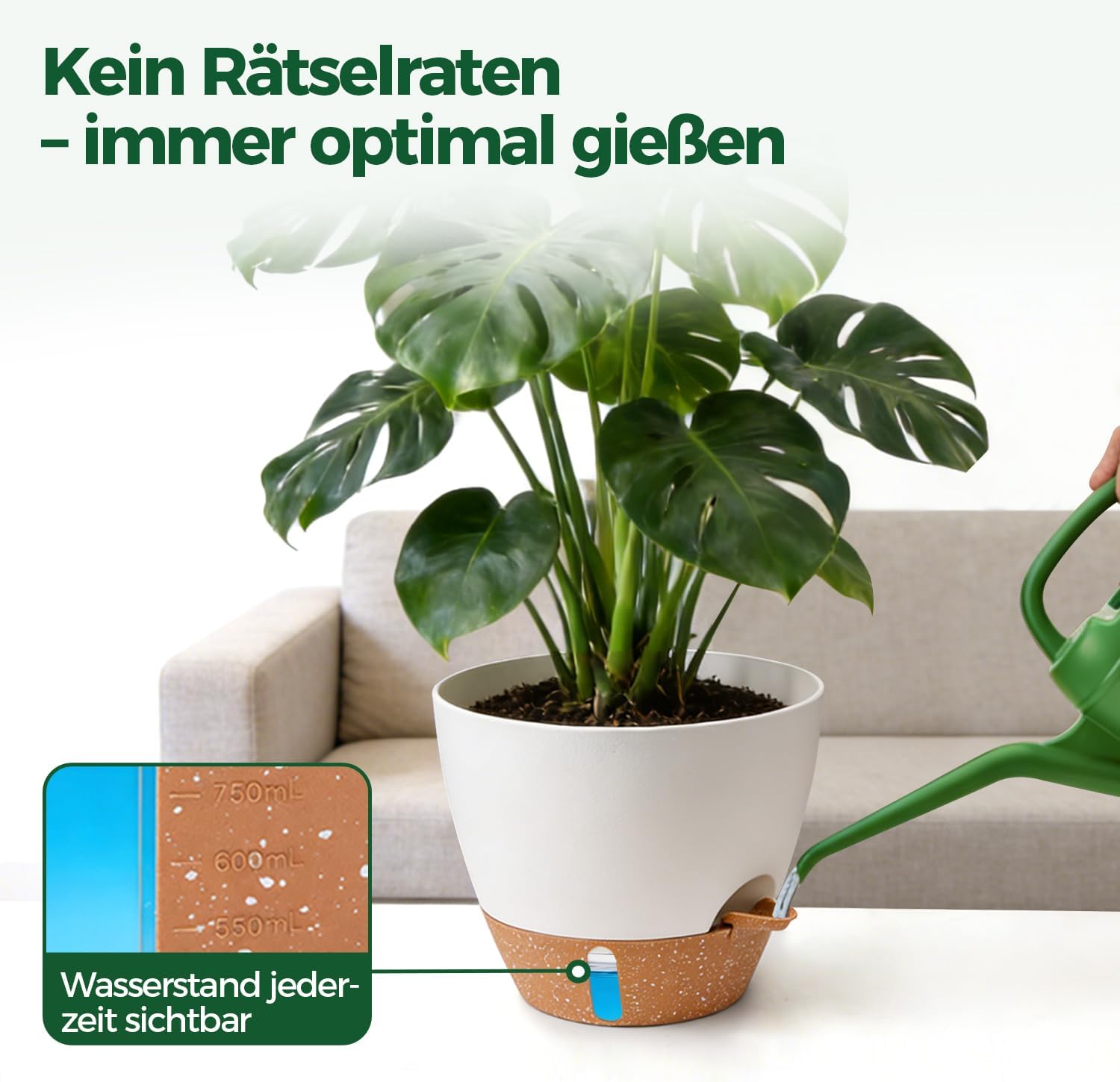 Detalle 2 de T4U 25 cm Selbstbewässernder Blumentopf im Set