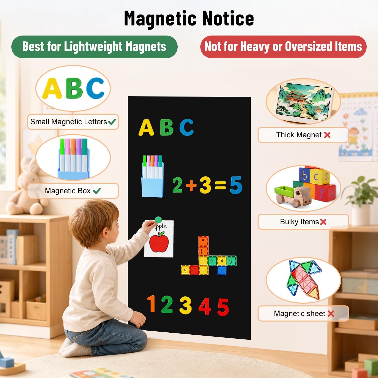 Thumbnail 4 de FANPROMS Magnetic Wall Decal, 120 x 45 cm Black Chalkboard