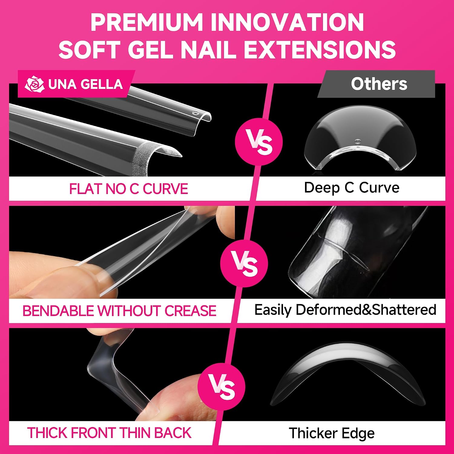 Thumbnail 6 de UNA GELLA Coffin Nail Tips, 504-Piece Set