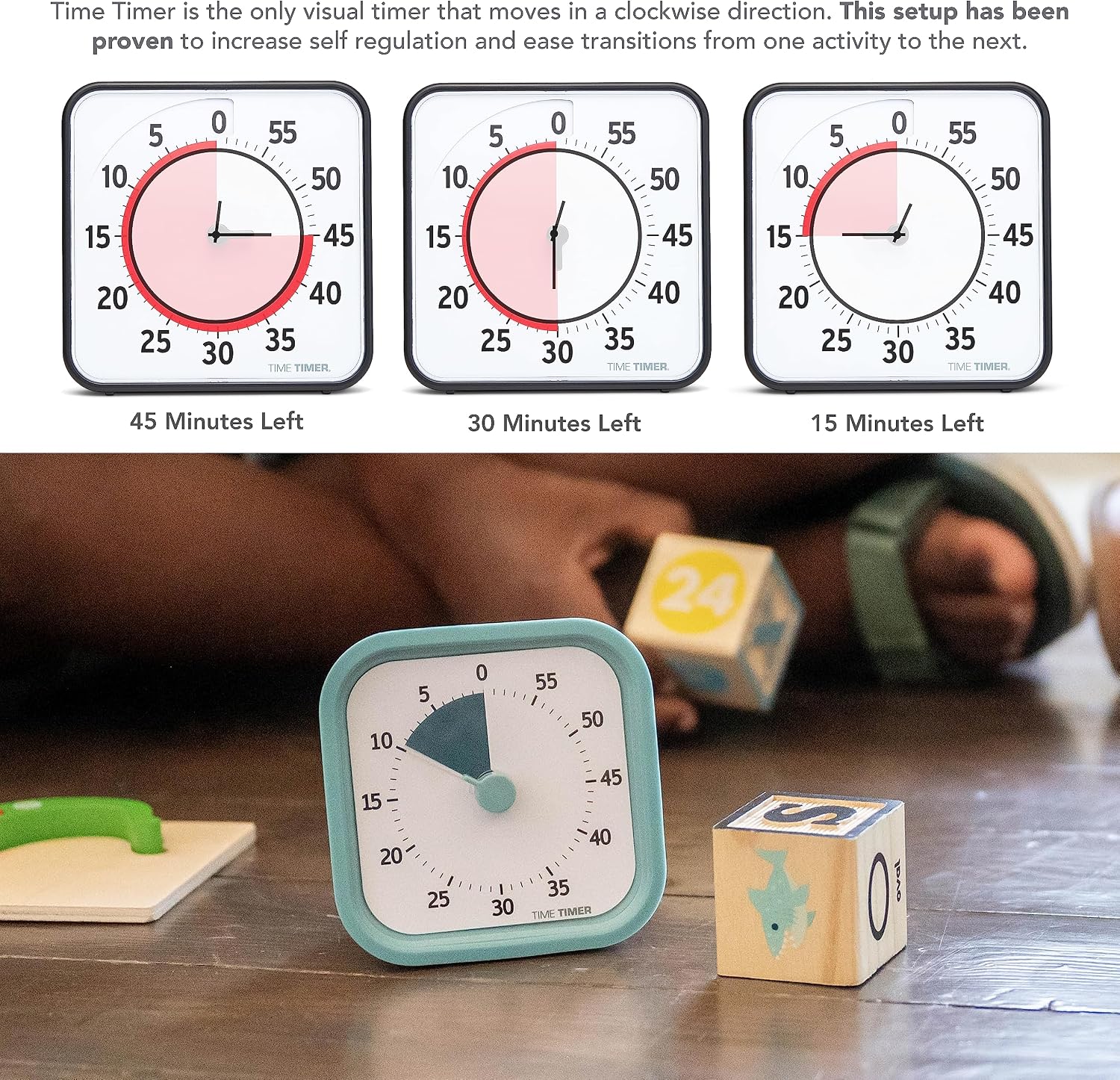 Detalle 1 de TIME TIMER Home MOD TTM9-HLB-W – wizualny timer 60-minutowy, niebieski