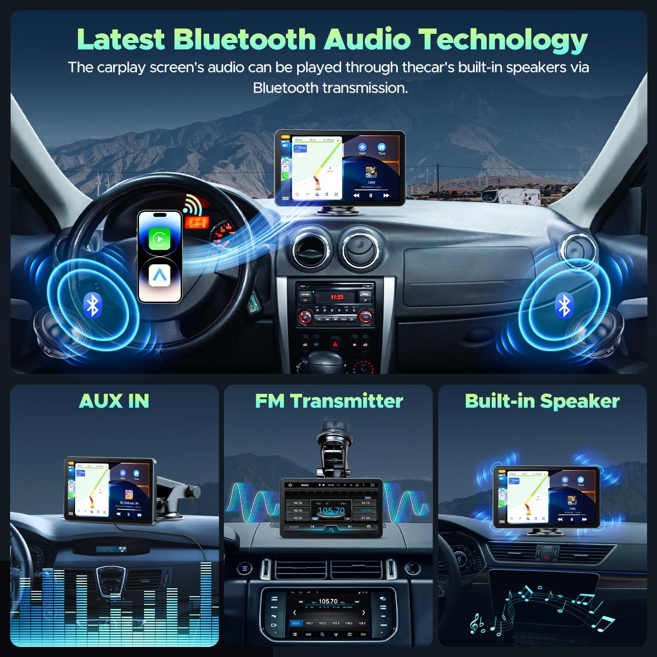 Thumbnail 5 de HOTPEAK Wireless Car Stereo 7" for Carplay