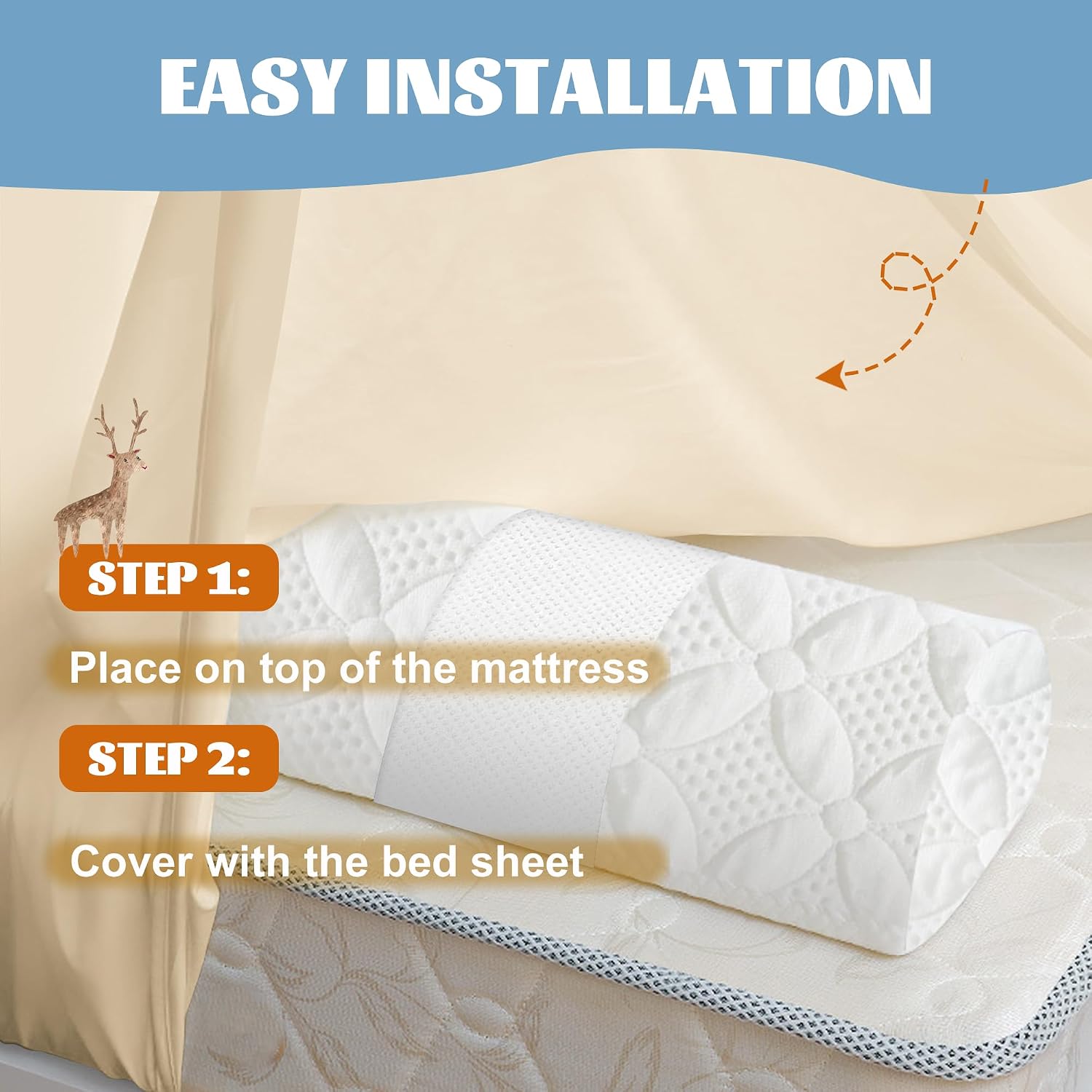 Thumbnail 1 de Asatdd Toddler Bed Bumper, 2-Pack Memory Foam Rail with Washable Cover