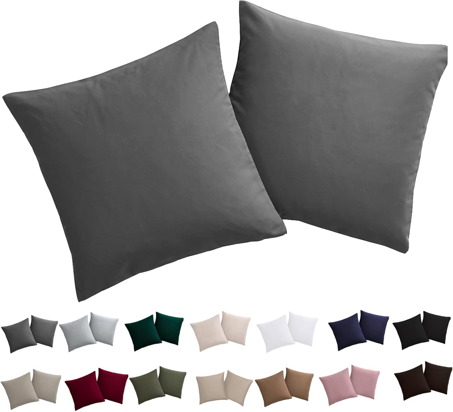 Detalle de Soifox Kissenbezug 80×80, 2er-Set Anthrazit