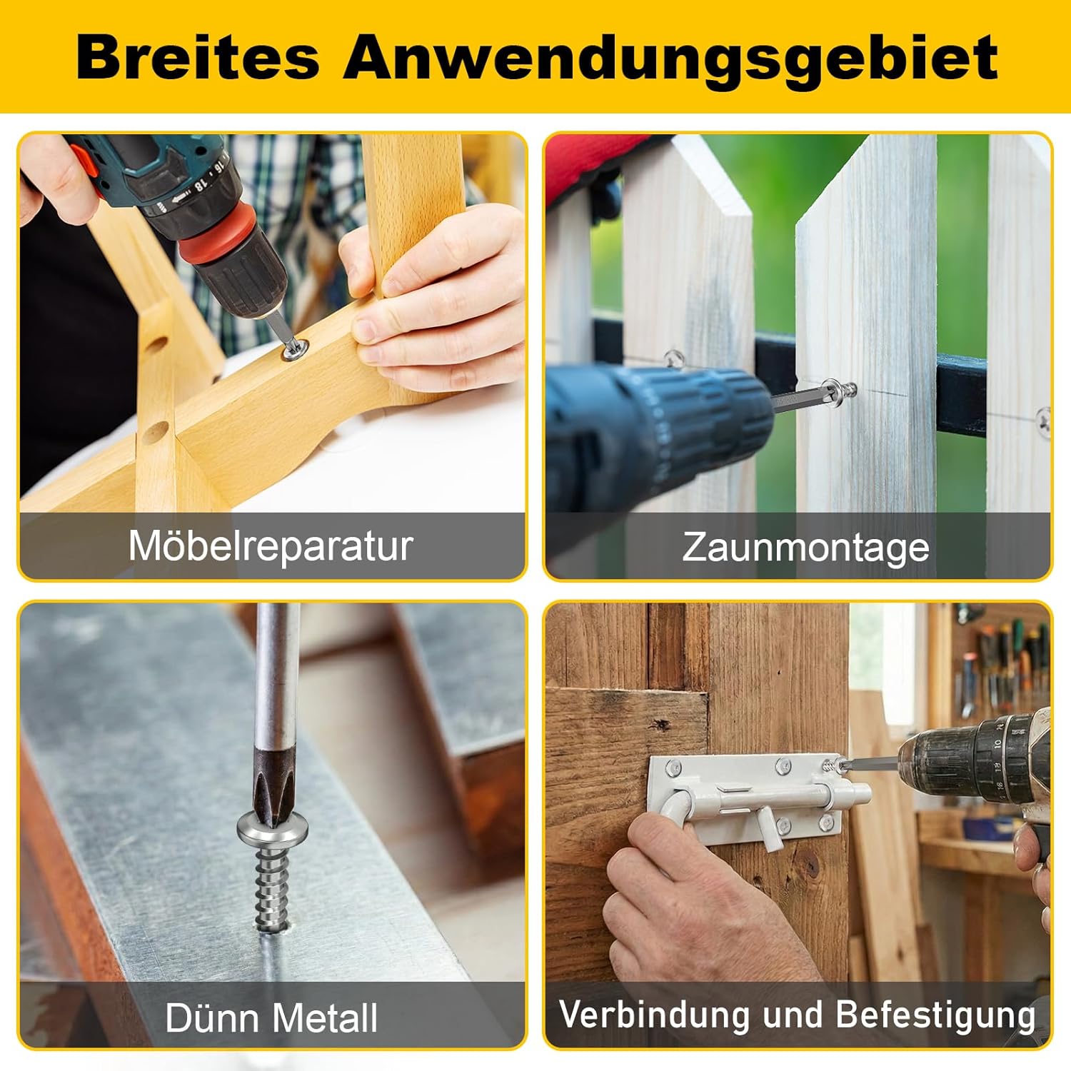 Thumbnail 5 de Boltmax Holzschrauben M4 x 30 mm (20 Stück) Edelstahl A2 V2A mit Bit – Selbstschneidende Flachkopfschrauben