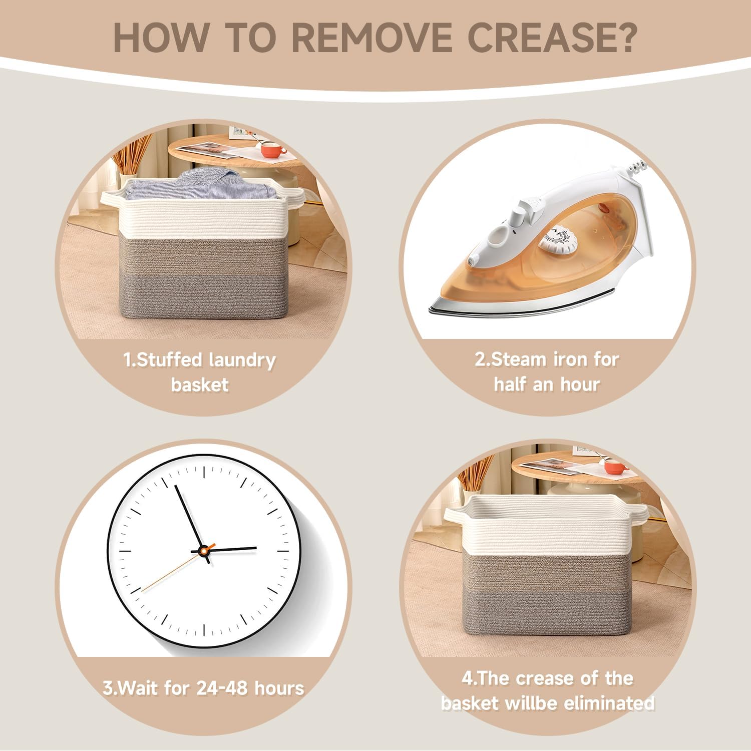 Thumbnail 6 de CLHMILY&Z Square Cotton Rope Storage Basket 110L