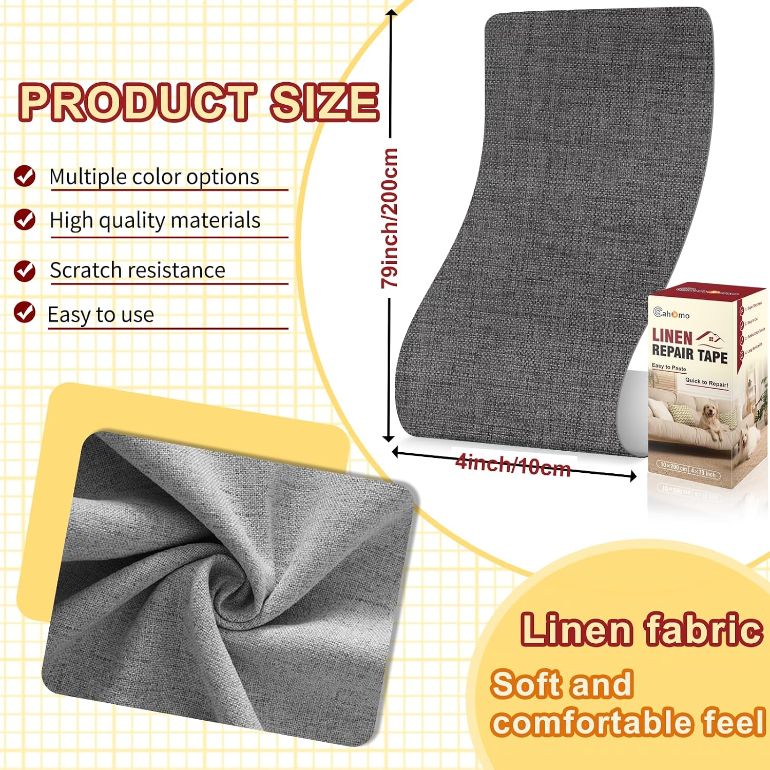 Detalle 2 de Cahomo 783032b9-7021-437c-a717-869c7792b3d9 Linen Repair Tape, Dark Grey