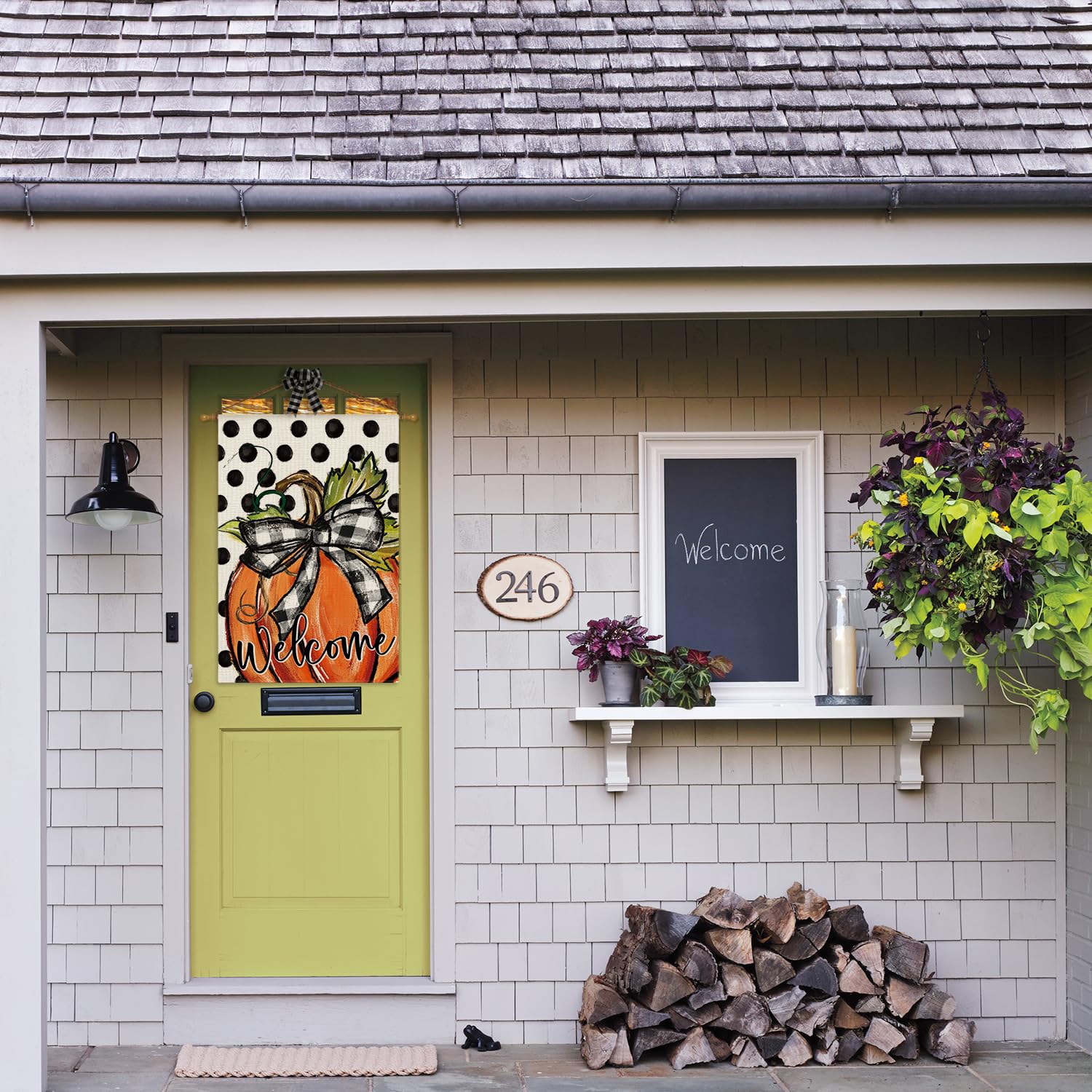 Detalle de AVOIN colorlife Fall Welcome Pumpkin House Flag, 28x40 Inch, Double-Sided