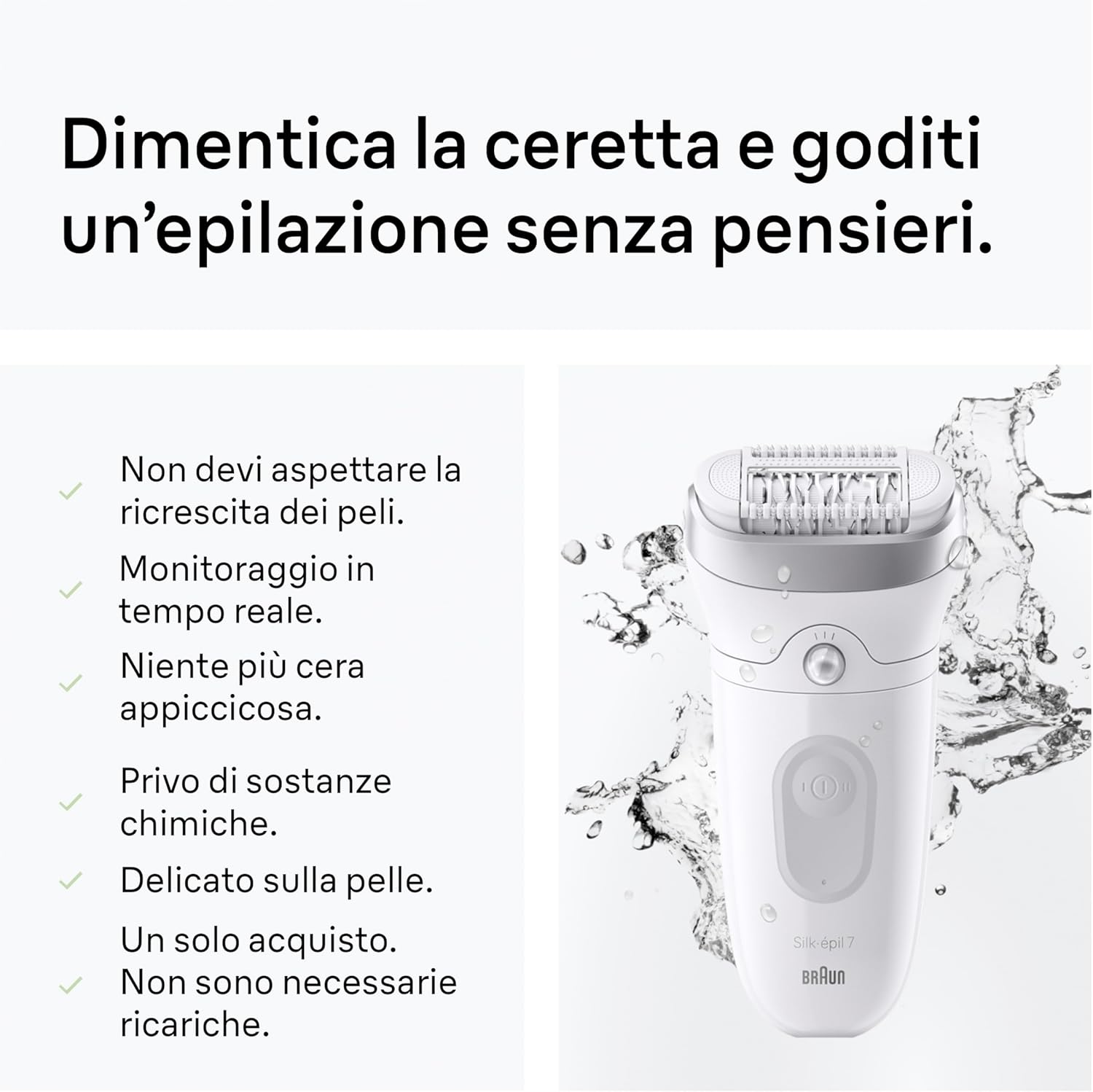 Thumbnail 4 de Braun Silk·épil 7 7-011 epilatore elettrico donna Wet & Dry con testina ampia e rasoio, argento