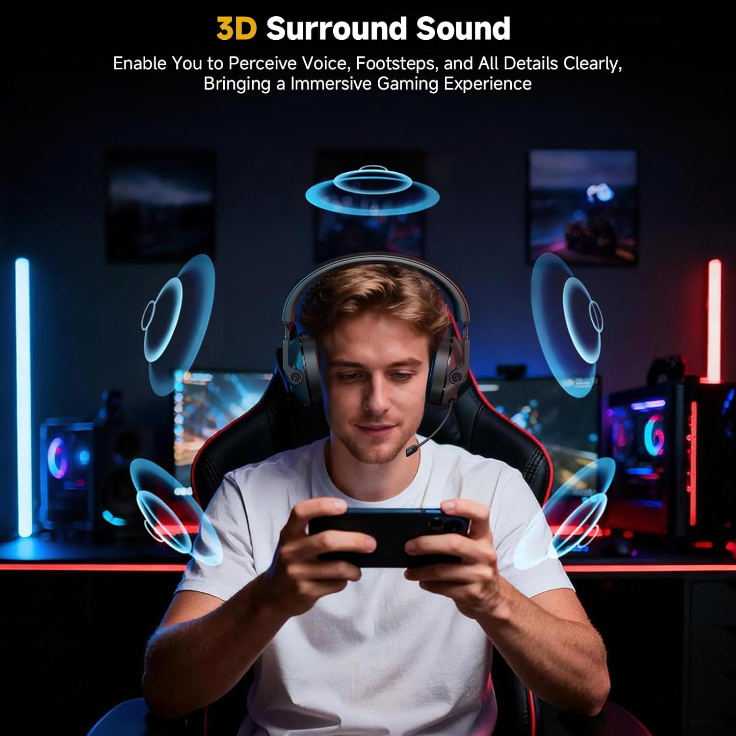 Thumbnail 2 de SENZER SG600 Wireless Gaming Headset for PC/PS5/PS4 (2.4GHz + Bluetooth 5.3) with Retractable Noise-Canceling Mic