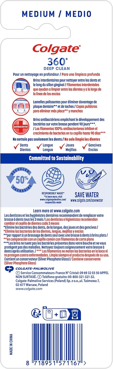 Detalle de Colgate 360 Deep Clean Medium: spazzolino 4-in-1 con pulizia interdentale