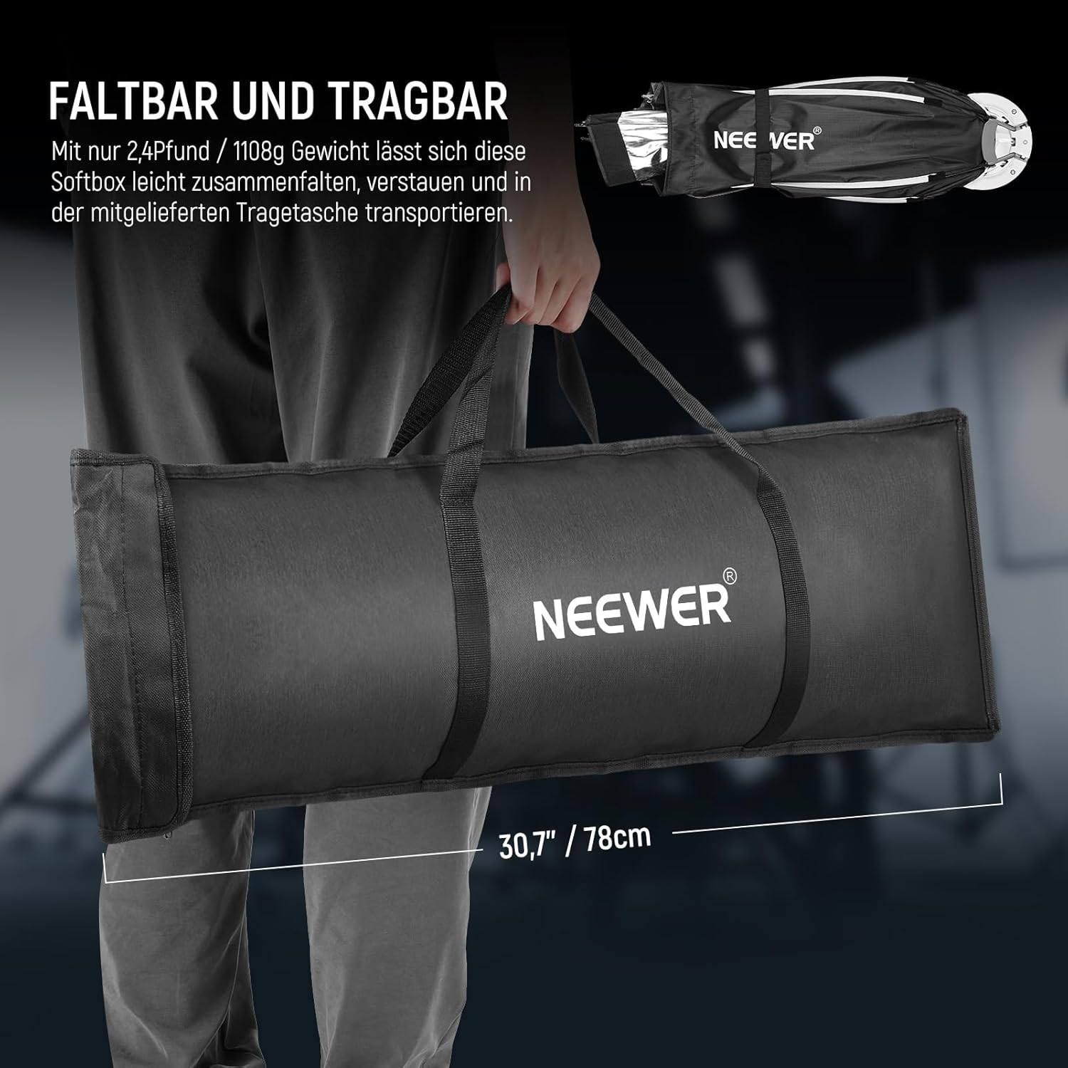 Thumbnail 6 de NEEWER 35,4" Oktagon-Parabol-Softbox mit Bowens Mount (NS92P) – für Aputure 120D, Godox SL60w Q4 u. a.
