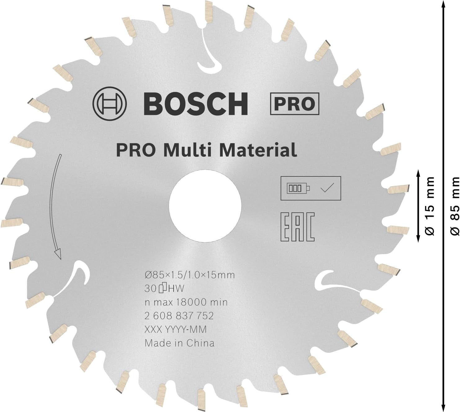 Thumbnail 2 de Bosch 1x PRO Multi Material circular saw blade for cordless hand-held saws (multi-material use)