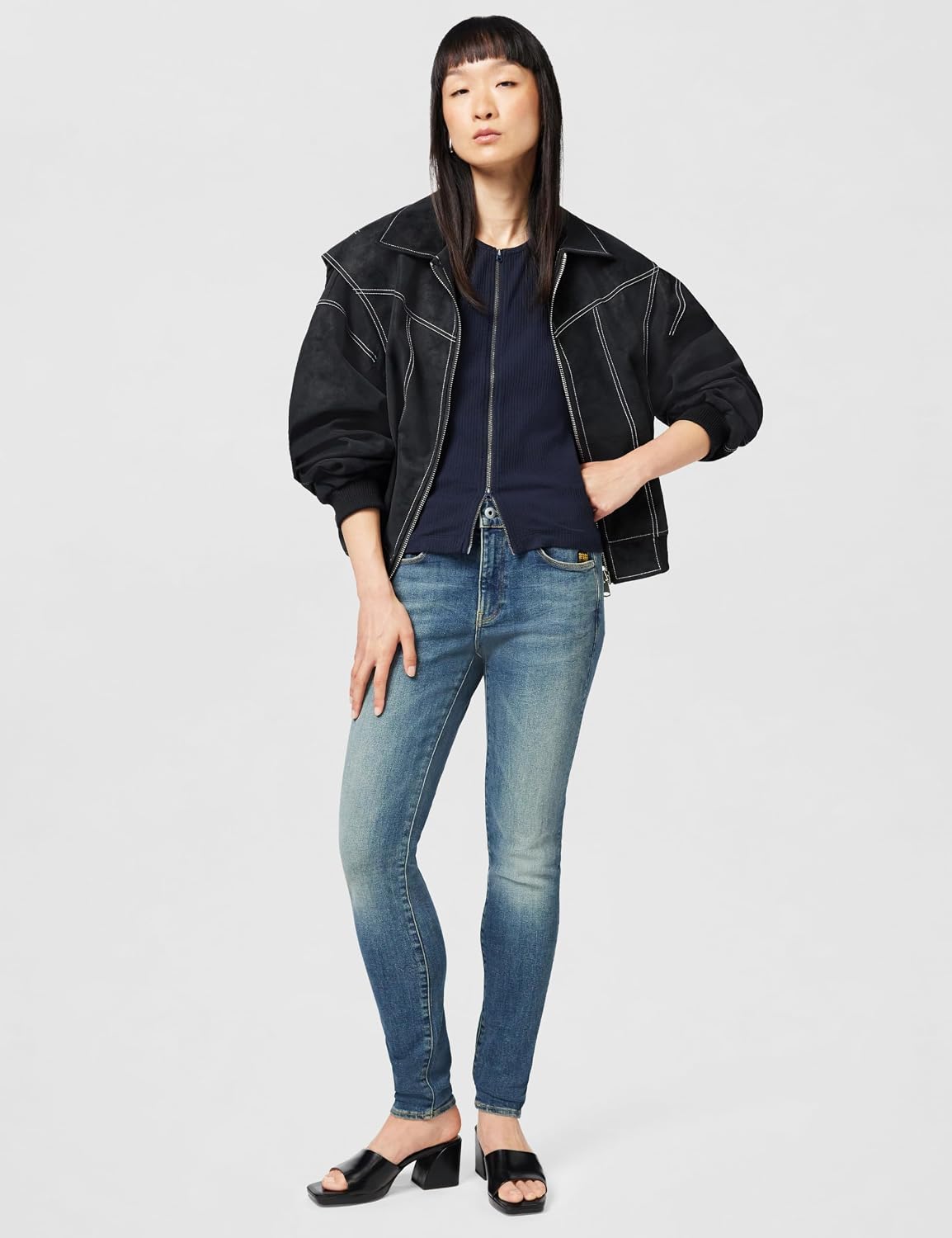 Detalle 2 de G-STAR Femme Bronson Army Paperbag Trousers bleu – 24W/32L, Rinsed D11623-A785-082