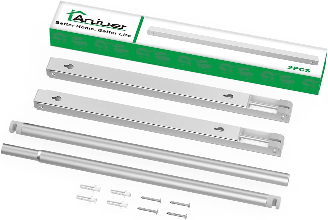 Thumbnail 6 de Anjuer Wall Mounted Laundry Drying Rack with Rod – Space-Saving Aluminum Clothes Hanger (2 Racks)