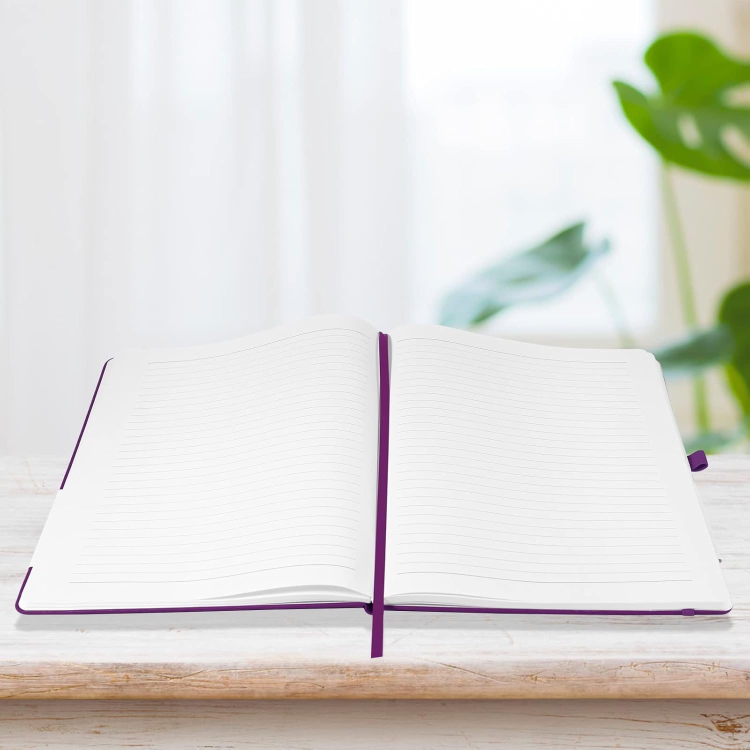 Detalle 2 de HIJYOO A4 Hardcover Notebook (160 pages) with Elastic Closure, Bookmark & Pen Loop, Purple